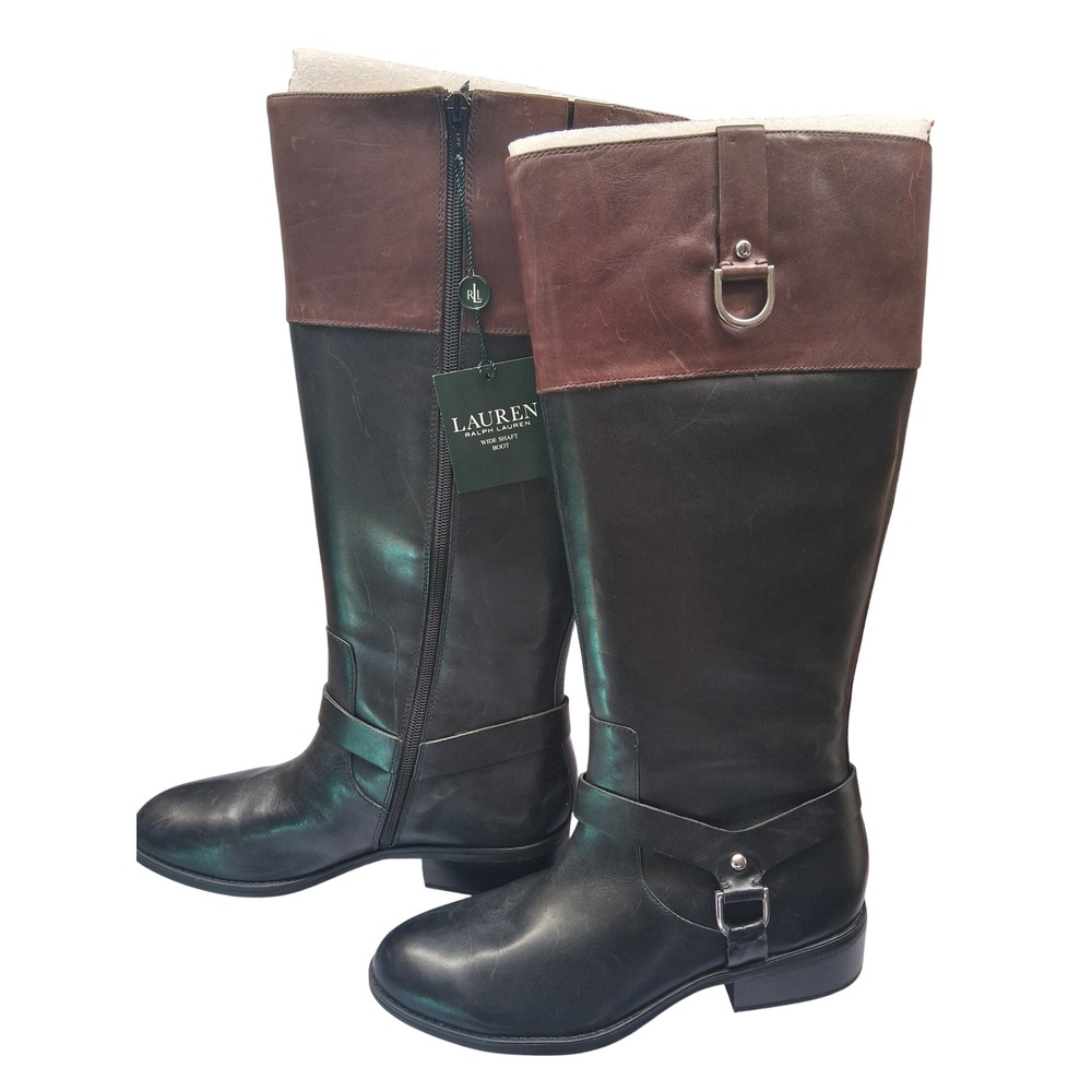 New with flaws Lauren Ralph Lauren Womens Wide Shaft Riding Boots Leather Size 9